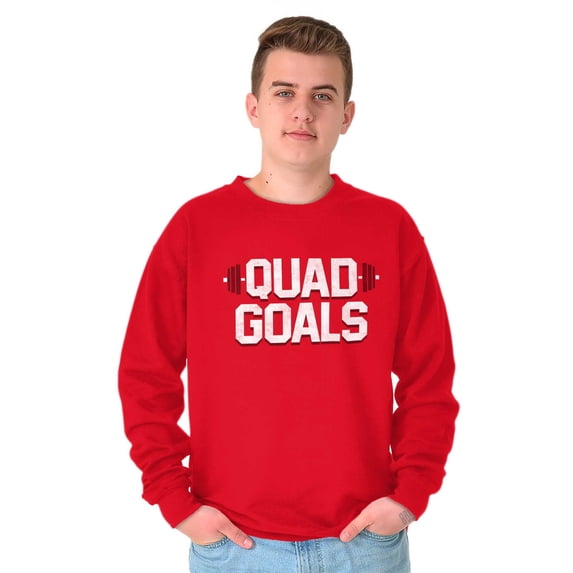 Quad Goals Weightlifting Barbell Sweatshirt for Men or Women Brisco Brands M