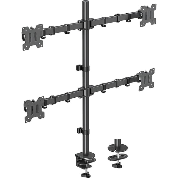 Quad Monitor Stand, 4 Monitors Desk Mount for 17 to 32 inch Computer Screens, Fully Adjustable Stacked with Tilt Swivel, Heavy Duty Mount, Holds up 17.6lbs per Arm, MU3007