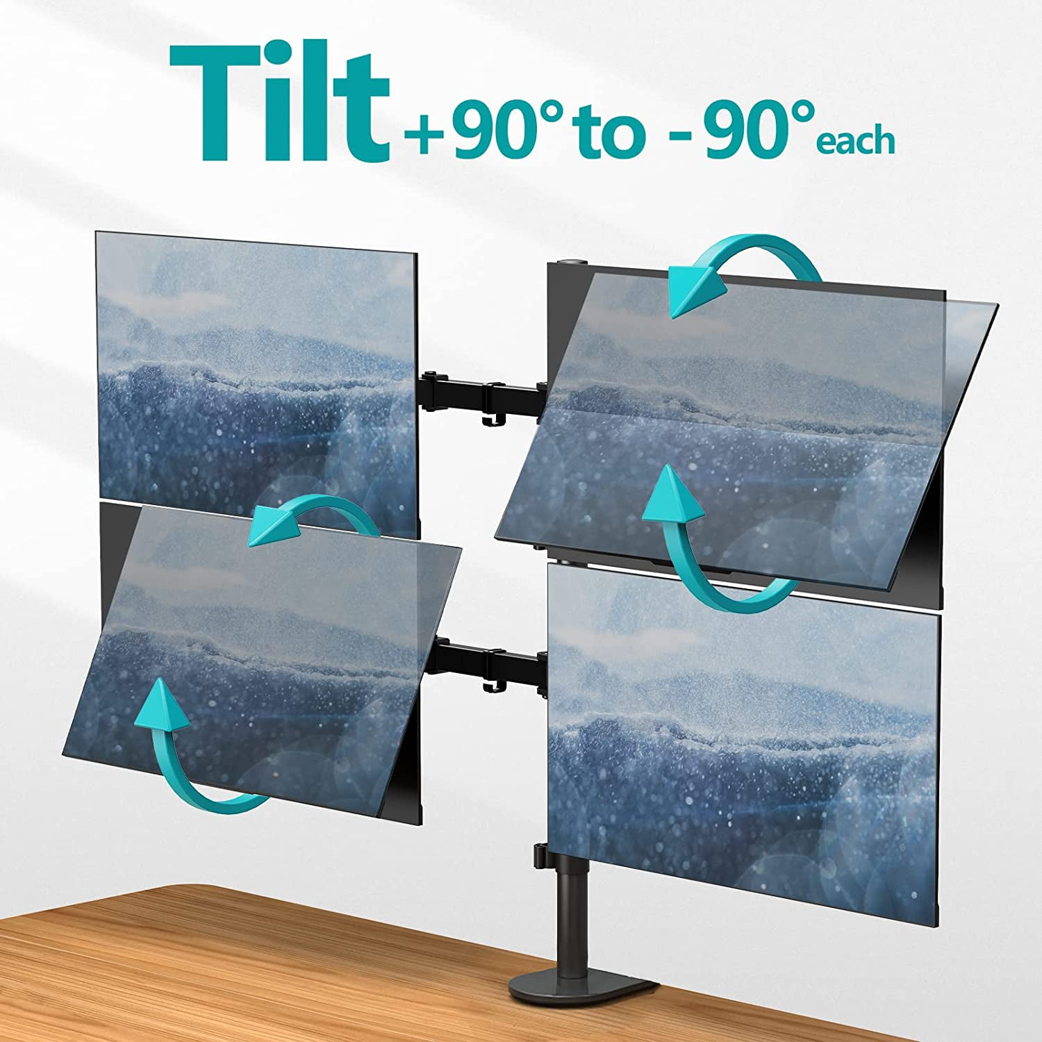32 Inch Monitor Stack Quad Monitor Stand for 13 to 32 inch Screens, Fully Adjustable Stacked ...
