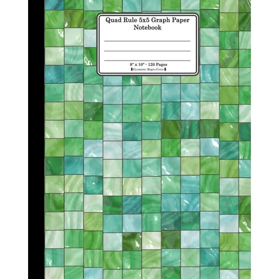 Quad Rule 5x5 Graph Paper Notebook. 8 X 10. 120 Pages. Geometric Shapes Cover: Shiny Grid Squares Tiles Design Pattern C, (Paperback)