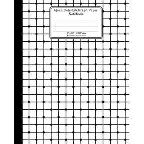 Quad Rule 5x5 Graph Paper Notebook. 8 X 10. 120 Pages. Geometric Shapes Cover: White Black Mesh Squares Dots Pattern Cov, (Paperback)