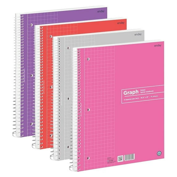 Quad Ruled Notebook Spiral with White Paper - Set Includes: Blue, Black ...