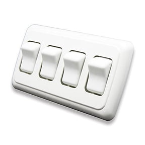 Quad SPST On-Off Switch with Bezel, 12-Volt, for RV, Trailer, Camper (White)