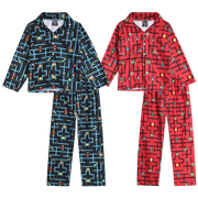Quad Seven Boy's Flannel Fleece Pajamas - 4 Piece Long Sleeve Button Down Shirt and Pants Sleepwear Pants Set (4-18)