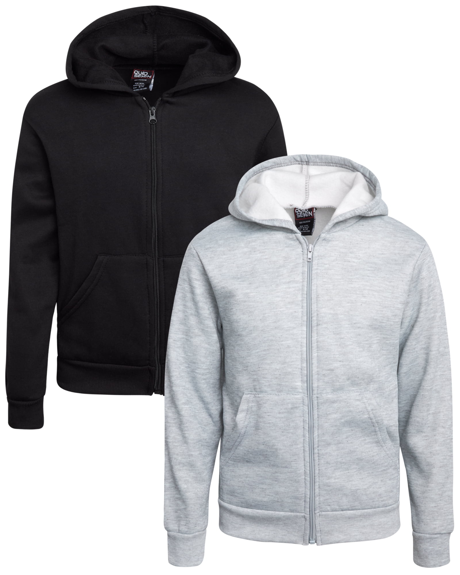 Quad Seven Boy's Sweatshirt Pack Fleece Full Zip Up Basic Core