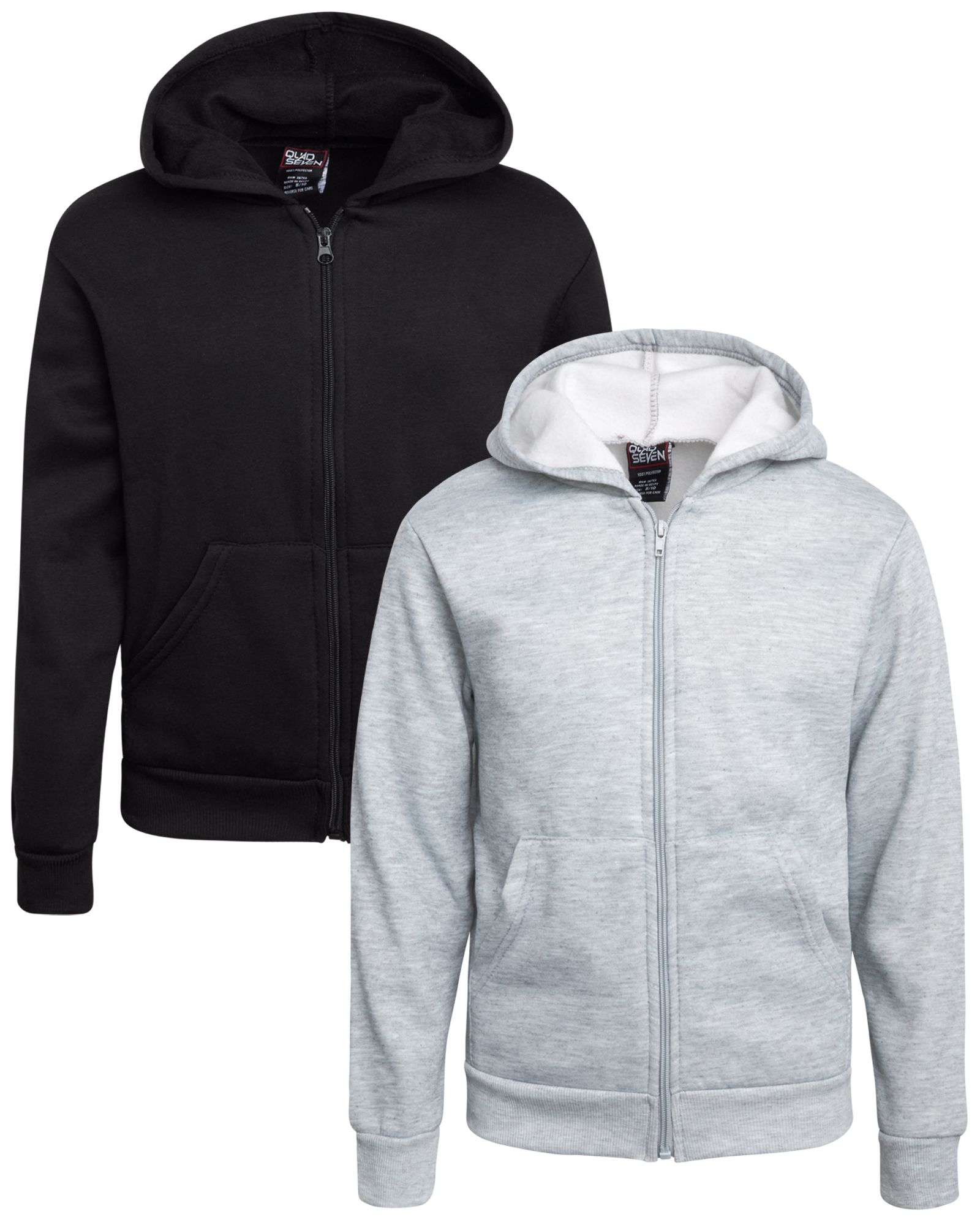 Quad Seven Felpa Con Cappuccio E Zip Per Ragazzi, Confezione Da 2 In Morbido Pile, Colori Vari, Taglie 8-16 Anni