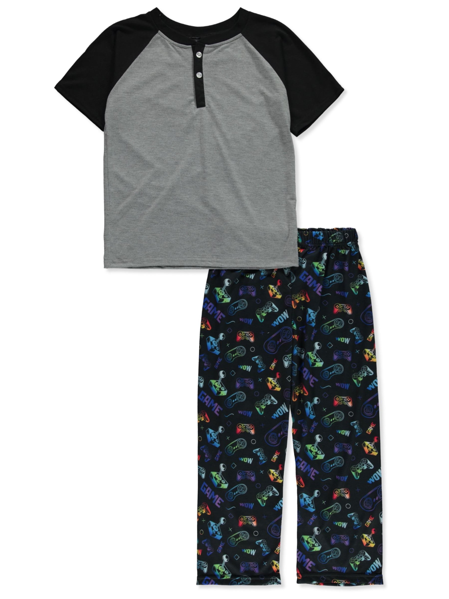 Quad Seven Boys' 2Piece Gamer Pajamas gray, 12 14 (Big Boys