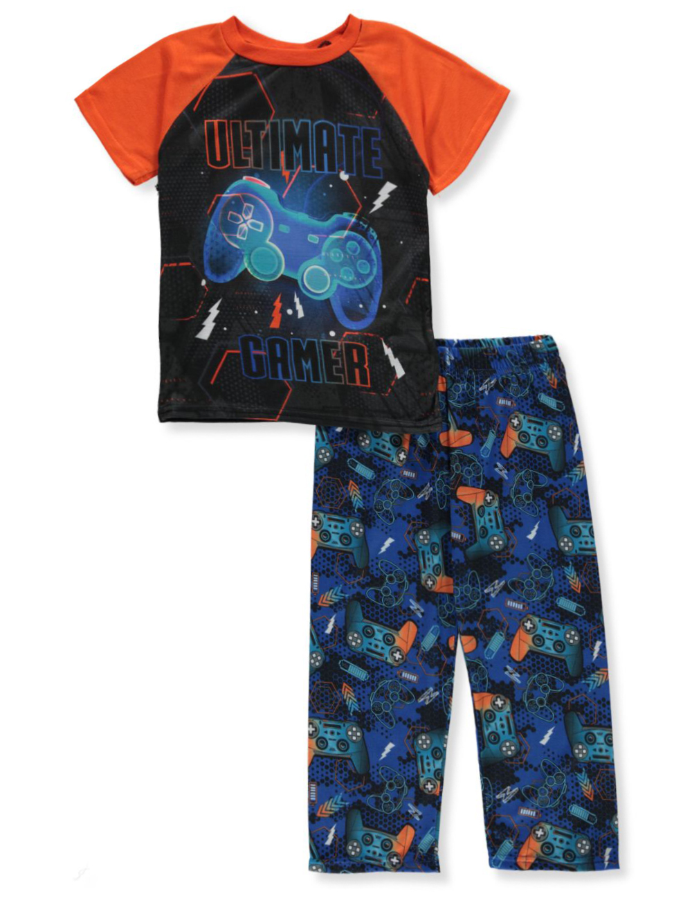 Quad Seven Boys' 2Piece Gamer Pajamas orange/multi, 7 (Little Boys