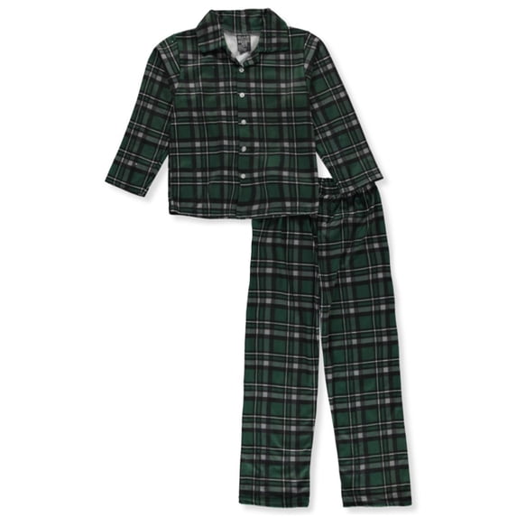 Quad Seven Boys' 2-Piece Plaid Pajamas Set - gray/green, 4 (Little Boys)