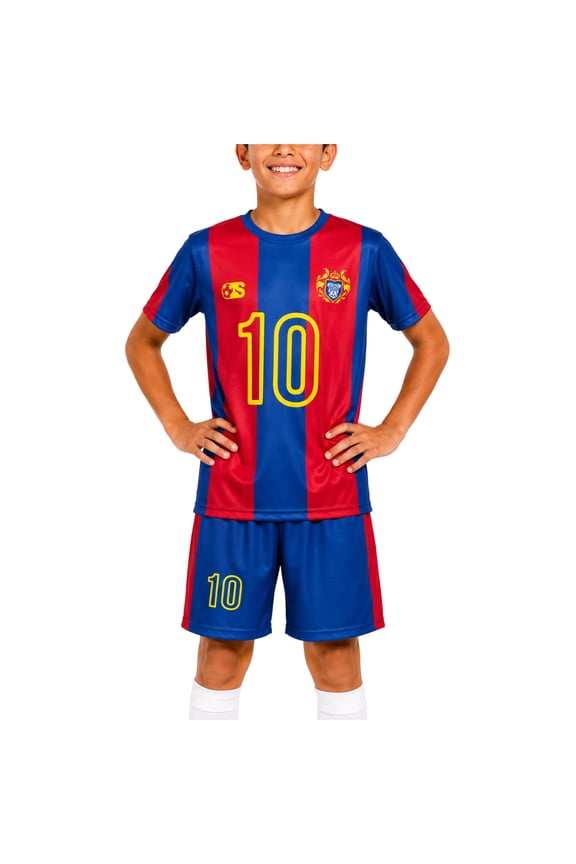 Boys Athletic Shorts Set Breathable Soccer Jersey Shirt & Soccer Shorts Set 2 Piece