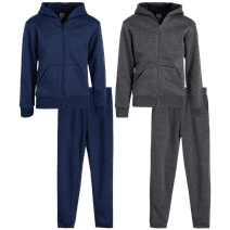 Quad Seven Boys' Fleece Jogger Outfit Set - 4 Piece Basic Full Zip Hoodie and Sweatpants (8-18)
