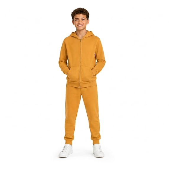 Quad Seven Boys Fleece Jogger Set - 4 Piece Basic Solid Full Zip Hoodie and Sweatpants (Sizes: 8-18)