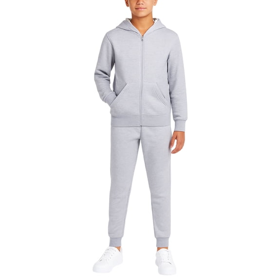 Quad Seven Boys Fleece Jogger Set Cozy Basic Solid Full Zip Hoodie and Sweatpants 2 Piece