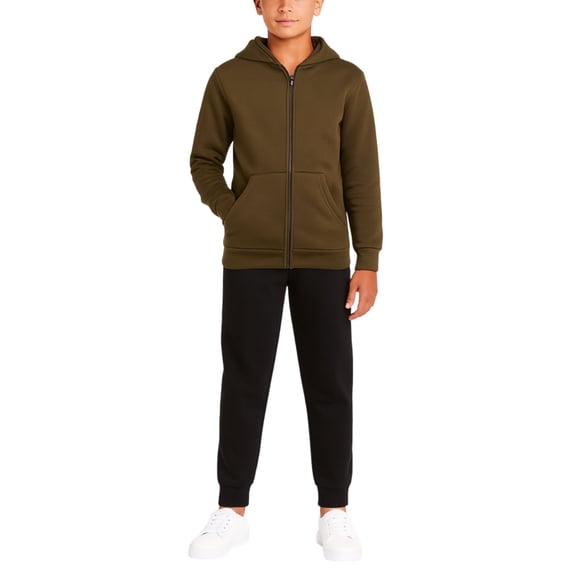 Quad Seven Boys Fleece Jogger Set Cozy Basic Solid Full Zip Hoodie and Sweatpants 2 Piece