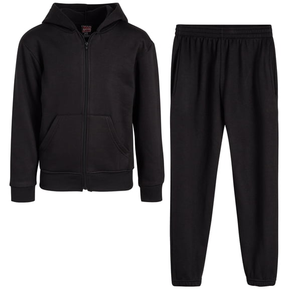 Quad Seven Boys Fleece Jogger Set Cozy Basic Solid Full Zip Hoodie and Sweatpants 2 Piece