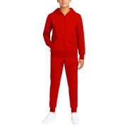 Quad Seven Boys Fleece Jogger Set Cozy Basic Solid Full Zip Hoodie and Sweatpants 2 Piece