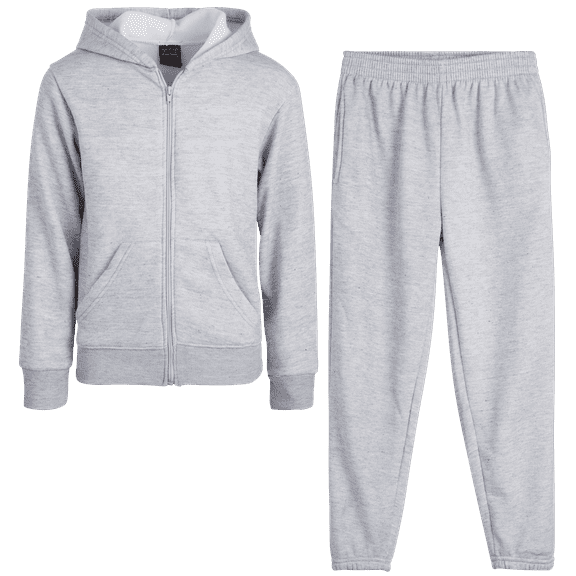 Quad Seven Boys' Fleece Jogger Set - 2 Piece Basic Solid Full Zip Hoodie and Sweatpants (Sizes: 8-18)