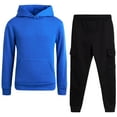 thumbnail image 1 of Quad Seven Boys' Fleece Jogger Set - 2 Piece Basic Solid Pullover Hoodie and Cargo Sweatpants (Size: 8-18), 1 of 7