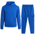 thumbnail image 1 of Quad Seven Boys' Fleece Jogger Set - 2 Piece Basic Solid Pullover Hoodie and Cargo Sweatpants (Size: 8-18), 1 of 7