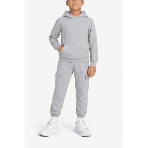 Quad Seven Boys Fleece Jogger Set Lightweight Basic Pullover Hoodie and Cargo Sweatpants 2 Piece