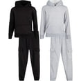 thumbnail image 1 of Quad Seven Boys' Fleece Jogger Set - 4 Piece Solid Pullover Hoodie and Cargo Sweatpants (Size: 8-18), 1 of 7