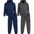 thumbnail image 1 of Quad Seven Boys' Fleece Jogger Set - 4 Piece Solid Pullover Hoodie and Cargo Sweatpants (Size: 8-18), 1 of 7