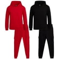 thumbnail image 1 of Quad Seven Boys' Fleece Jogger Set - 4 Piece Solid Pullover Hoodie and Cargo Sweatpants (Size: 8-18), 1 of 7