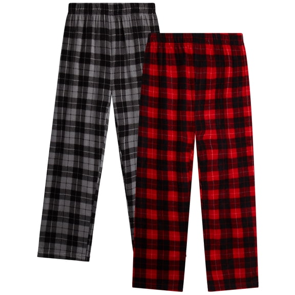 Quad Seven Boys Pajama Pants Warm Fleece Sleep and Lounge Bottoms 2 Pack with Stretch Waist