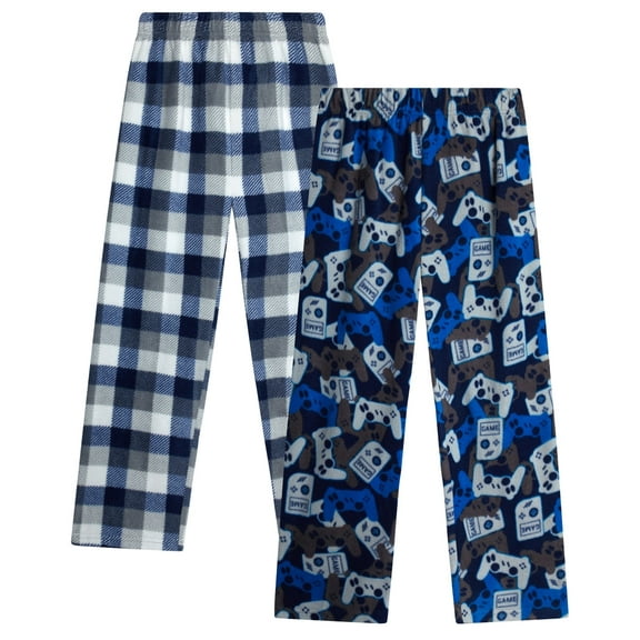 Quad Seven Boys' Pajama Pants - 2 Pack Fleece Sleep and Lounge Pants (Size: 5-18)