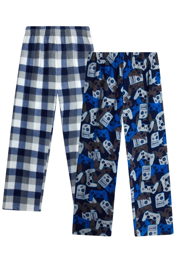 Boys' Pajama Pants - 2 Pack Fleece Sleep and Lounge Pants (Size: 5-18)