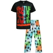 Quad Seven Boys' Pajama Set - 2 Piece Graphic Printed Short Sleeve Sleep Shirt and Pajama Pants - Cozy Boys' Sleepwear (8-18)