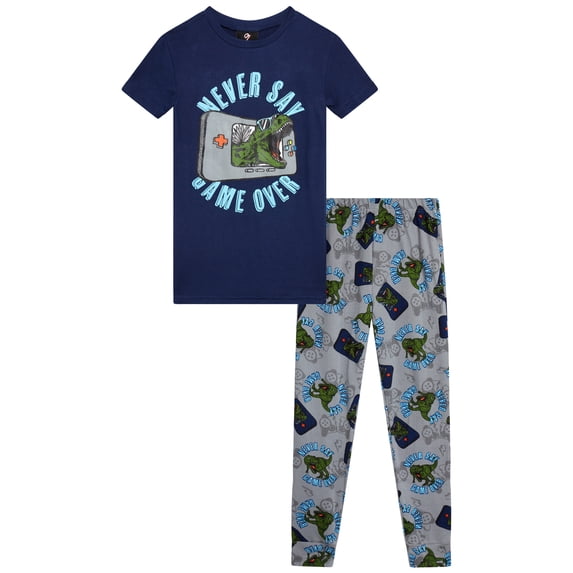 Quad Seven Boys Pajama Set Cozy Graphic Printed Short Sleeve Sleep Shirt and Pajama Pants 2 Piece