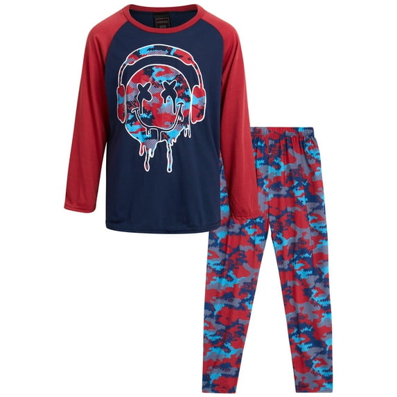 Quad Seven Boys' Pajama Set - 2 Piece Long Sleeve Sublimation Top and Pajama Pants for Boys (8-18)