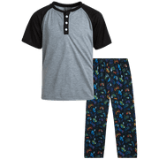 Quad Seven Boys' Pajama Set - 2 Piece or 4 Piece Short Sleeve Henley T-Shirt and Pajama Pants (8-18)