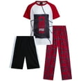thumbnail image 1 of Quad Seven Boys' Pajama Set - 3 Piece Sleep Shirt, Pajama Pants, and Lounge Shorts (4-18), 1 of 7