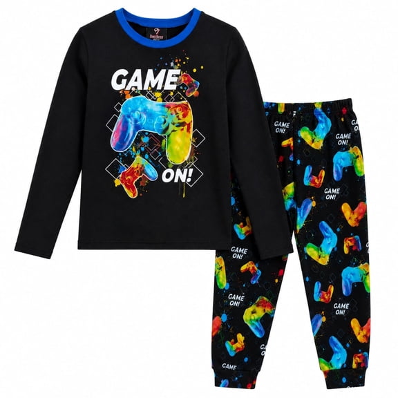 Quad Seven Boys Pajama Set 2 Piece Soft Stretch Hacci Pajama Top and Bottom Pants (4-12)