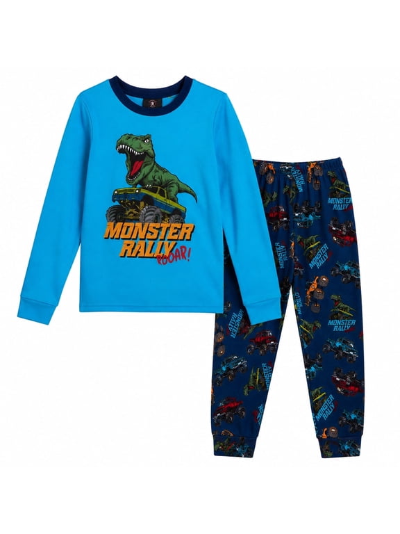 Boys Pajama Set 2 Piece Soft Stretch Hacci Pajama Top and Bottom Pants (4-12)