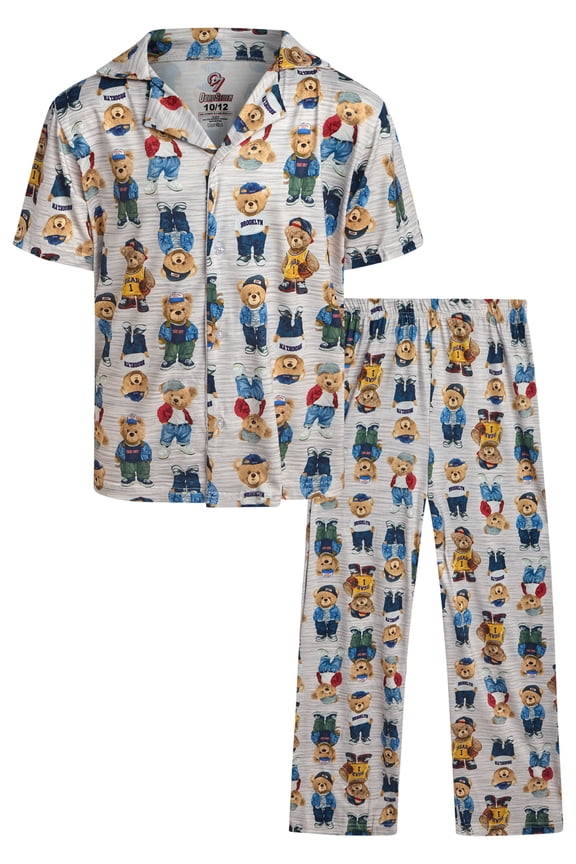 Boys Pajamas Set - 2 Piece Button Down Sleep Shirt and Pajama Pants Sleepwear Set