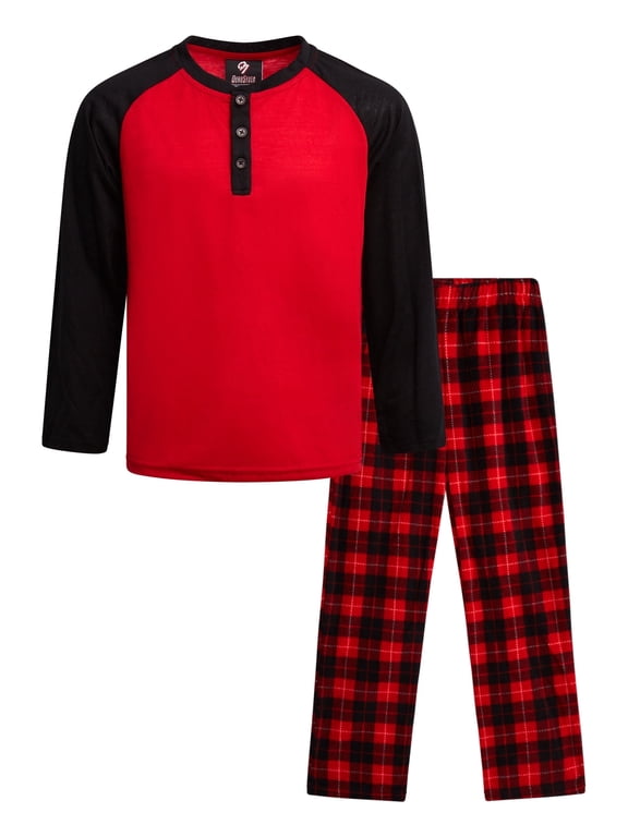 Boys Pajamas Set Henley Sleep Shirt PJ Boys Pajama Pants Kids Sleepwear 2 Piece