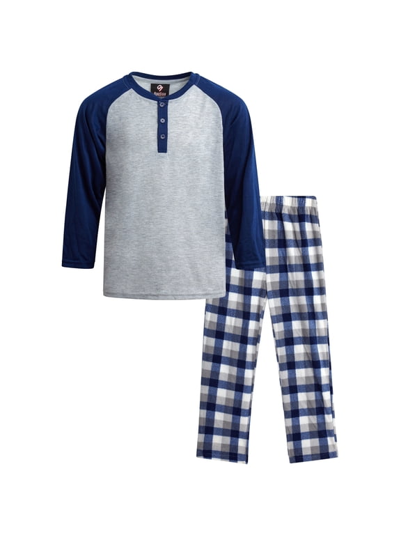 Boys Pajamas Set Henley Sleep Shirt PJ Boys Pajama Pants Kids Sleepwear 2 Piece