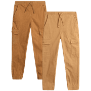 Quad Seven Boys' Pants - 2 Pack Comort Stretch Twill Cargo Jogger Pants - Children's Jogger Pants for Boys (8-16)