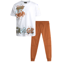Quad Seven Boys' Pants Set - 2 Piece Short Sleeve T-Shirt and Fleece Jogger Sweatpants with Pockets (8-18)