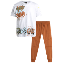 Quad Seven Boys' Pants Set - 2 Piece Short Sleeve T-Shirt and Fleece Jogger Sweatpants with Pockets (8-18)