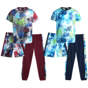 Quad Seven Boys' Print Pajama Set - 6 Piece Sleep Shirt, Pajama Pants, and Lounge Shorts (Size: 8-18)