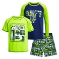 thumbnail image 1 of Quad Seven Boys' Rash Guard Set - 3 Piece Quick Dry Sun Shirts and Swim Trunks for Boys (Sizes: 5-12), 1 of 6