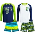 thumbnail image 1 of Quad Seven Boys' Rash Guard Set - 4 Piece Swim Trunks and Long Sleeve Swim Shirt Bathing Suit for Boys (5-12), 1 of 7