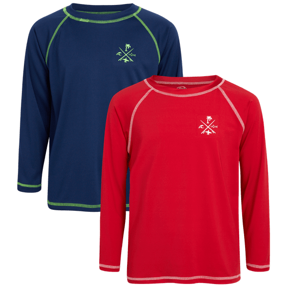 Quad Seven Boys' Rash Guard Shirt - 2 Pack Long Sleeve Swim Shirt (Size: 2T-18)