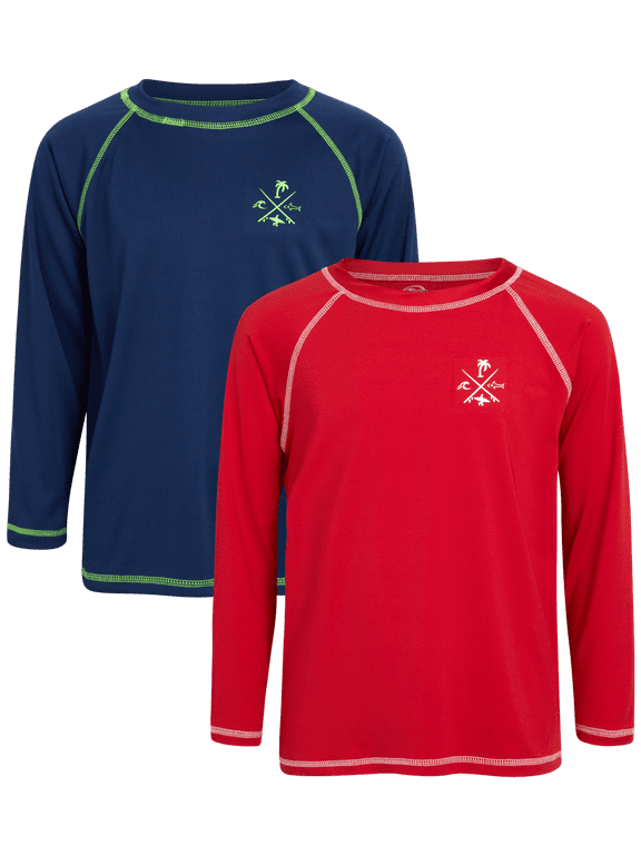 Toddler and Boys Rash Guard Shirt Quick Dry Long Sleeve Swim Shirt 2 Pack