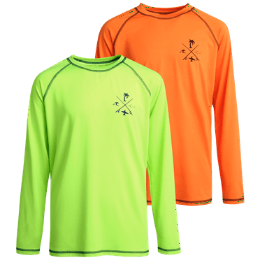 Quad Seven Boys' Rash Guard Shirt - 2 Pack Long Sleeve Swim Shirt (Size: 2T-18)