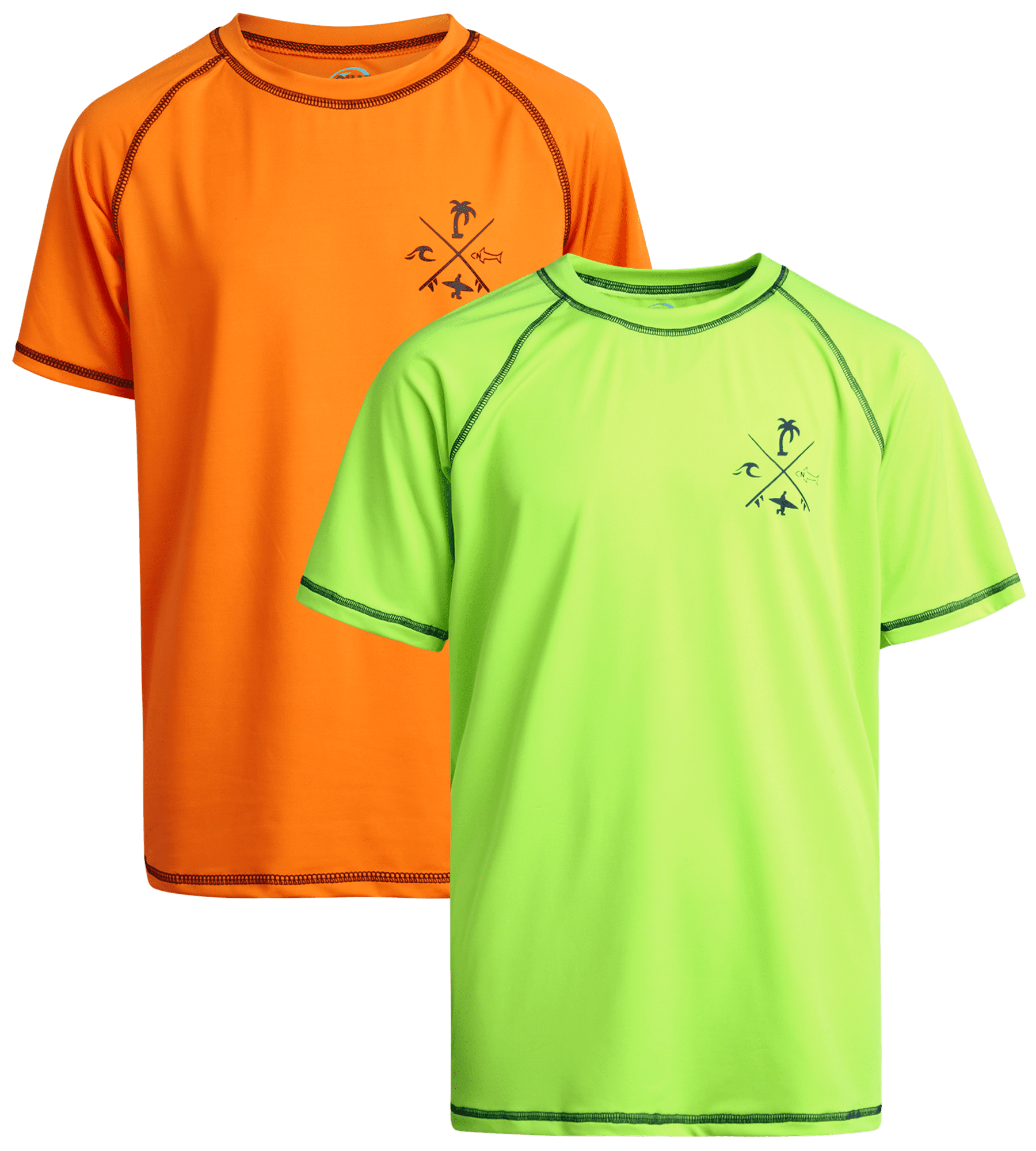 Quad Seven Boys' Rash Guard Shirt - 2 Pack Short Sleeve Swim Shirt ...